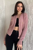 Gülkurusu Kadın Şaç Örgü Desenli Triko Hırka - 1