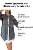 Siyah Çift Cepli Taşlı Kot Jean Ceket - 5