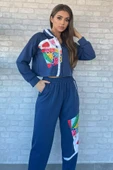 İndigo Dijital Baskılı Sweat Pantolon Eşofman Takımı - 2