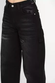 Siyah Cep Detaylı Kadın Mom Jean Kot Pantolon - 4