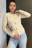 Taş Kadın Kabartma Desen Triko Hırka - 2