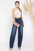 Koyumavi Cep Detaylı Kadın Mom Jean Kot Pantolon - 1