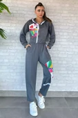 Gri Dijital Baskılı Sweat Pantolon Eşofman Takımı - 1