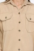Açıkbej Kadın Oversize Kaşe Gömlek Ceket - 4