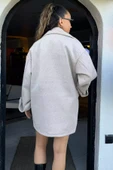 Vizon Kadın Astarlı Balıksırtı Oversize Kaşe Kaban - 4