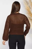 Kahve Ajurlu Triko Hırka - 3