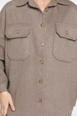 Vizon Kadın Oversize Kaşe Gömlek Ceket - 4
