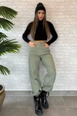 Haki Arkası Tokalı Kadın Gabardin Pantolon - 2