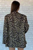 Leopar Desen Kadın Leopar Desen Oversize Astarlı Blazer Ceket - 4