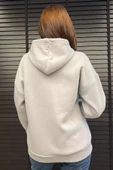 Gri Kapüşonlu Üç İplik Şardonlu Kadın Sweatshirt - 4