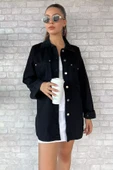 Siyah Çift Cepli Kot Jean Ceket - 2