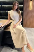Bej Kadın Bisiklet Yaka Kiloş Elbise - 2