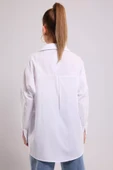 Beyaz Kadın Salaş Basic Gömlek - 7