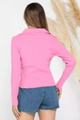 Pembe Kadın Polo Yaka Triko Bluz (s-m-l Beden Uyumludur) - 3