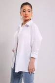 Beyaz Kadın Salaş Basic Gömlek - 4