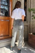 Antrasit Paça Yırtmaçlı Likralı Kadın Jean Kot Pantolon - 4