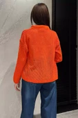Orange Gold Düğme Detaylı Ajurlu Kadın Triko Örme Hırka - 8