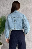 Mavi Cepli Crop Top Jean Kot Ceket - 4