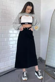 Siyah Püsküllü Jean Kot Etek - 2