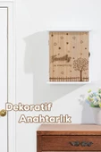 Porsima  Duvara Montajlı Dekoratif Anahtarlık Dolabı - Duvar Askılı Anahtar Sak. Kabini 18,5X25,5cm - 1