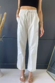 Bej Yüksek Bel Cepli Kadın Pantolon - 3