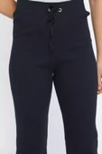 Lacivert Kadın Kuşgözlü İspanyol Paça Kaşkorse Pantolon - 4