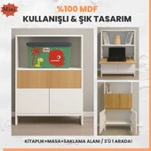 Kitaplıklı ve Açılabilir Çalışma Masası Çok Amaçlı Ünite – %100 MDF | Yerli Üretim- Çocuklar İçin - 1
