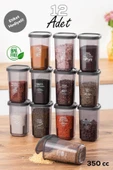 Porsima12'li Hava Almaz Kapaklı Sızdırmaz Kapaklı Etiketli Baharatlık - Erzak Saklama Kabı Seti thumbnail 1