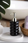 Porsima 3204 Porselen Sıvı Sabunluk - Tezgah Üstü Banyo Mutfak Lavabo Sabunluğu - 275 cc-Siyah - 1