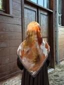 Pamuklu Flora Desen Eşarp-Vizon - 2