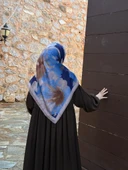 Pamuklu Flora Desen Eşarp-İndigo - 4