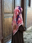 Pamuklu Flora Desen Eşarp-Mürdüm - 3