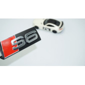 DK Tuning S6 Gümüş Kırmızı 3D Ön Panjur Logo Audi İle Uyumlu - 1