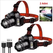 Zoom Sensörlü LED Kafa Feneri | USB-C Şarjlı, Yakınlaştırmalı, Dijital Göstergeli, Su Geçirmez - 17