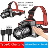 Zoom Sensörlü LED Kafa Feneri | USB-C Şarjlı, Yakınlaştırmalı, Dijital Göstergeli, Su Geçirmez - 2