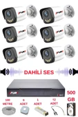 FURY 6 lı Sesli Gece Renkli Görüş Güvenlik Kamerası Su Geçirmez Güvenlik Kamerası Seti 5590s 500GB thumbnail 2