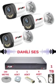 FURY 3 LÜ Sesli Gece Renkli Görüş Güvenlik Kamerası Su Geçirmez Güvenlik Kamerası Seti 5590s 1TB thumbnail 2