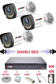 FURY 3 LÜ Sesli Gece Renkli Görüş Güvenlik Kamerası Su Geçirmez Güvenlik Kamerası Seti 5590s 500GB thumbnail 2