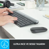 Logitech MK470 Kablosuz İnce Türkçe Klavye Mouse Seti - Gri-Siyah thumbnail 2