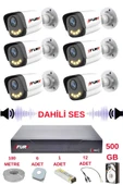 FURY 6 lı Sesli Gece Renkli Görüş Güvenlik Kamerası Su Geçirmez Güvenlik Kamerası Seti 5590s 500GB thumbnail 1