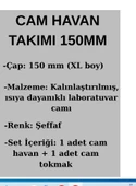 Cam Havan Takımı 150 mm . Büyük Boy Şeffaf Laboratuvar . Eczane Tipi Ezici ve Öğütücü Set - 2