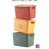 rage Box Mix 3 Adet 15 Lt Çok Amaçlı Düzenleyici Kapaklı Kutu, Dekoratif Saklama Kutusu, Organizer - 1