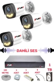 FURY 3 LÜ Sesli Gece Renkli Görüş Güvenlik Kamerası Su Geçirmez Güvenlik Kamerası Seti 5590s 1TB thumbnail 1