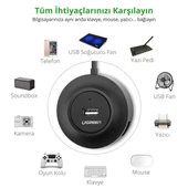 UGREEN USB 2.0 HUB 4 PORTS 1MT SİYAH 480Mb/s Veri Aktarımı 20277(CR106)- - 2