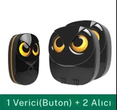 Monozone Işıklı Baykuş Şekilli 2 Alıcı 1 Verici Kapı Zili Hasta Çağırma Butonu Su Geçirmez Zil thumbnail 1