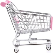 Dekor Pretend Mini Alışveriş Sepeti Arabası Oyuncak Hediye Pembe M Pembe Pembe 14.5 x 9.5 x 14 cm - 4