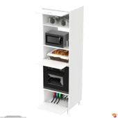 Modilayn AYAZ (60x217x56 cm) Boyutunda Ankastre 3 Kapaklı Mini/Midi Mikrodalga Fırın Dolabı - 6