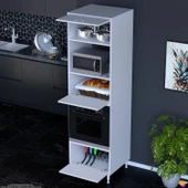 Modilayn AYAZ (60x217x56 cm) Boyutunda Ankastre 3 Kapaklı Mini/Midi Mikrodalga Fırın Dolabı - 3