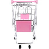 Dekor Pretend Mini Alışveriş Sepeti Arabası Oyuncak Hediye Pembe M Pembe Pembe 14.5 x 9.5 x 14 cm - 2
