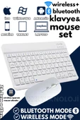 Mini Kablosuz Wireless Klavye Mouse Seti 2.4 Ghz Beyaz - 1